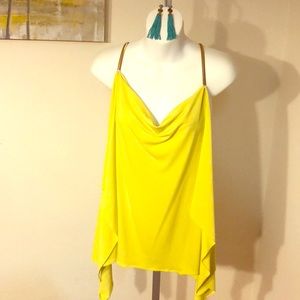 Gold chain yellow halter top